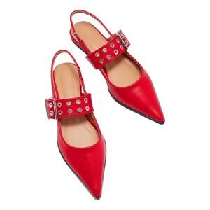 Steve Madden Womens Graya Pointy Flats US 8 M Red Slingback NIB